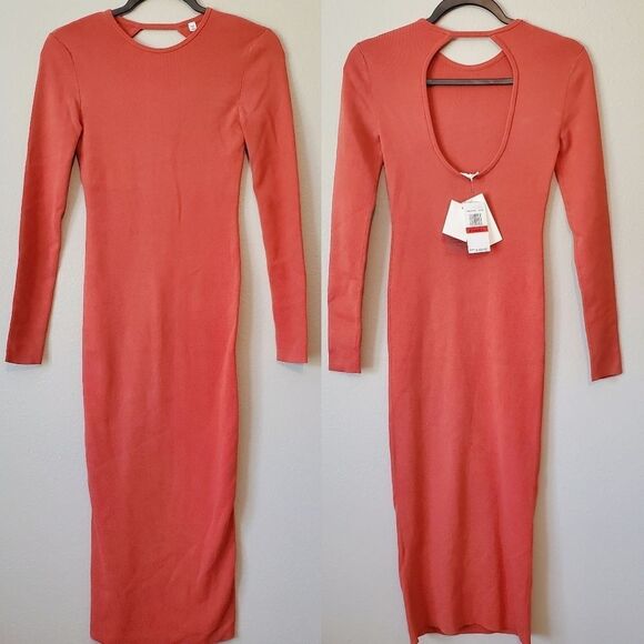 A.L.C. Conley Knit Cut Out Long Sleeve Bodycon Sweater Midi Dress - Picture 4 of 4